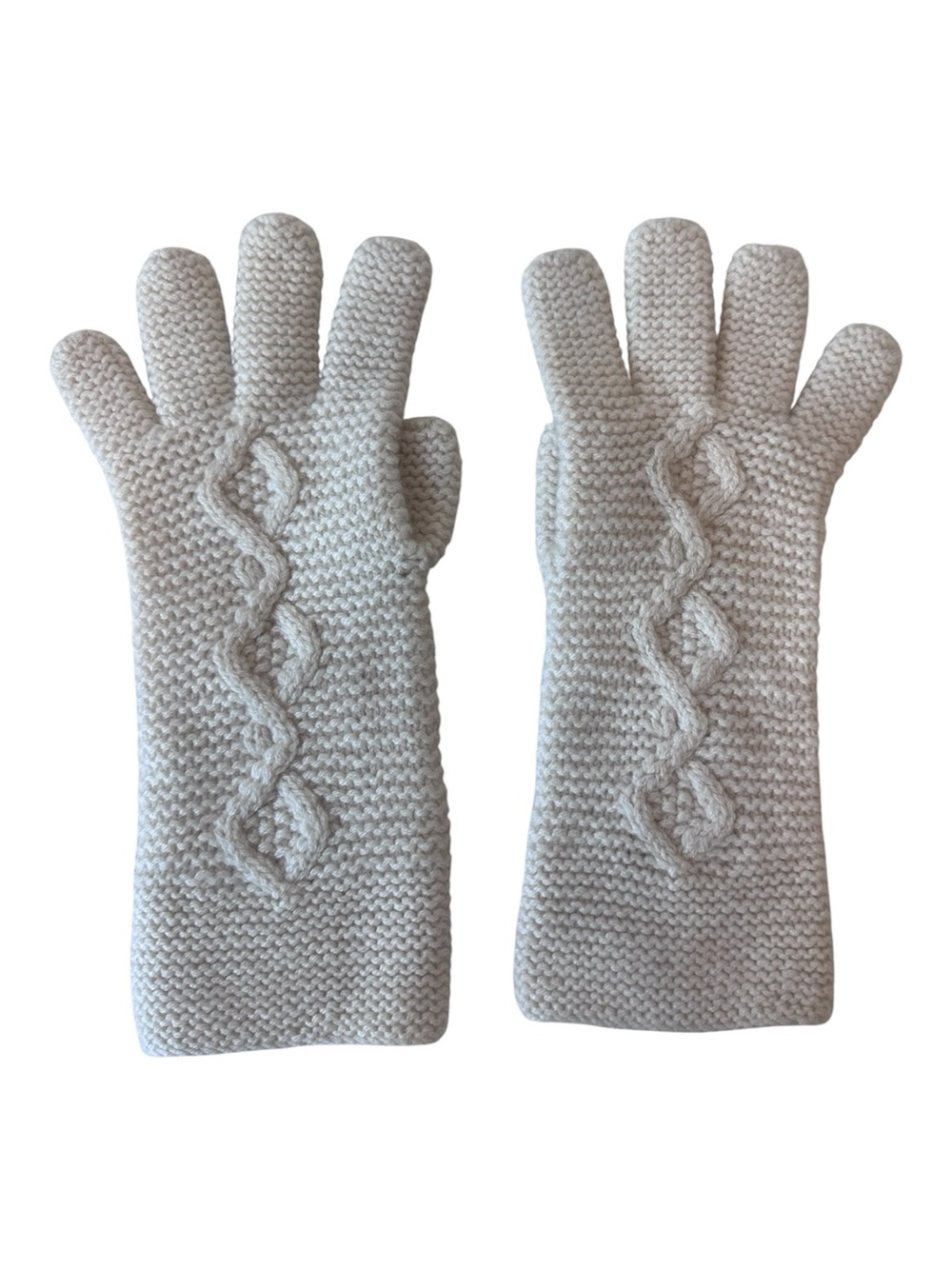 Castlerig 100% Cashmere Cable Knit Gloves Cream Chunky Soft One Size Fits Most